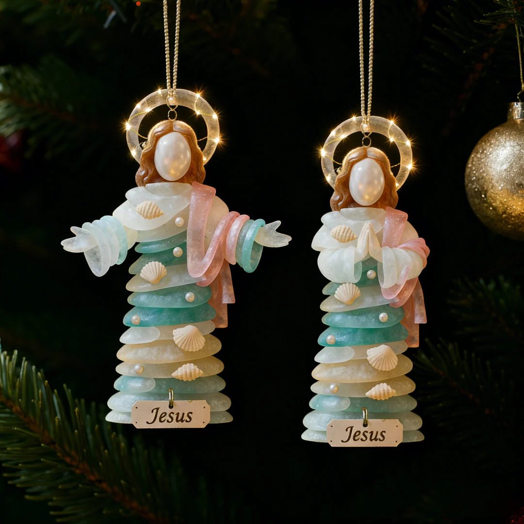 🔥LAST DAY 50% OFF - 💝Handmade Radiant Sea-Glass Jesus Ornament