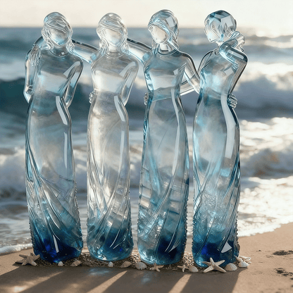 Handmade Sea Glass Three Sisters Sculpture - Sisters by My Side