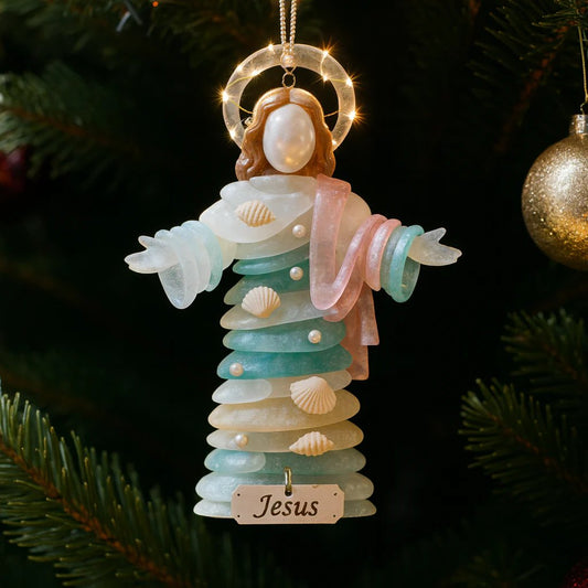 🔥LAST DAY 50% OFF - 💝Handmade Radiant Sea-Glass Jesus Ornament