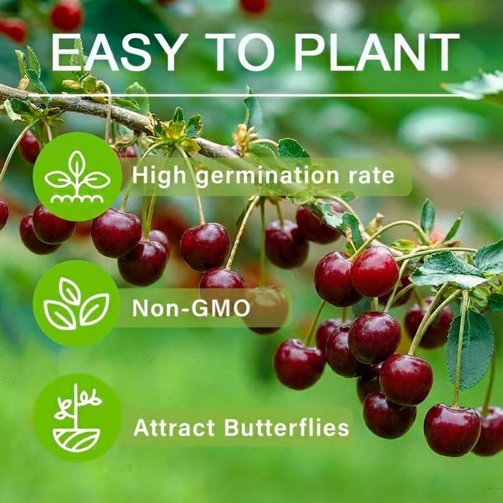 ✨Sweet Cherry Seeds – High Germination Rate, Large-Fruited Variety, Perfect for Gardens & Containers