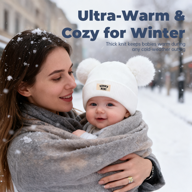 Embroidered Double Pom-pom Woolen Hat