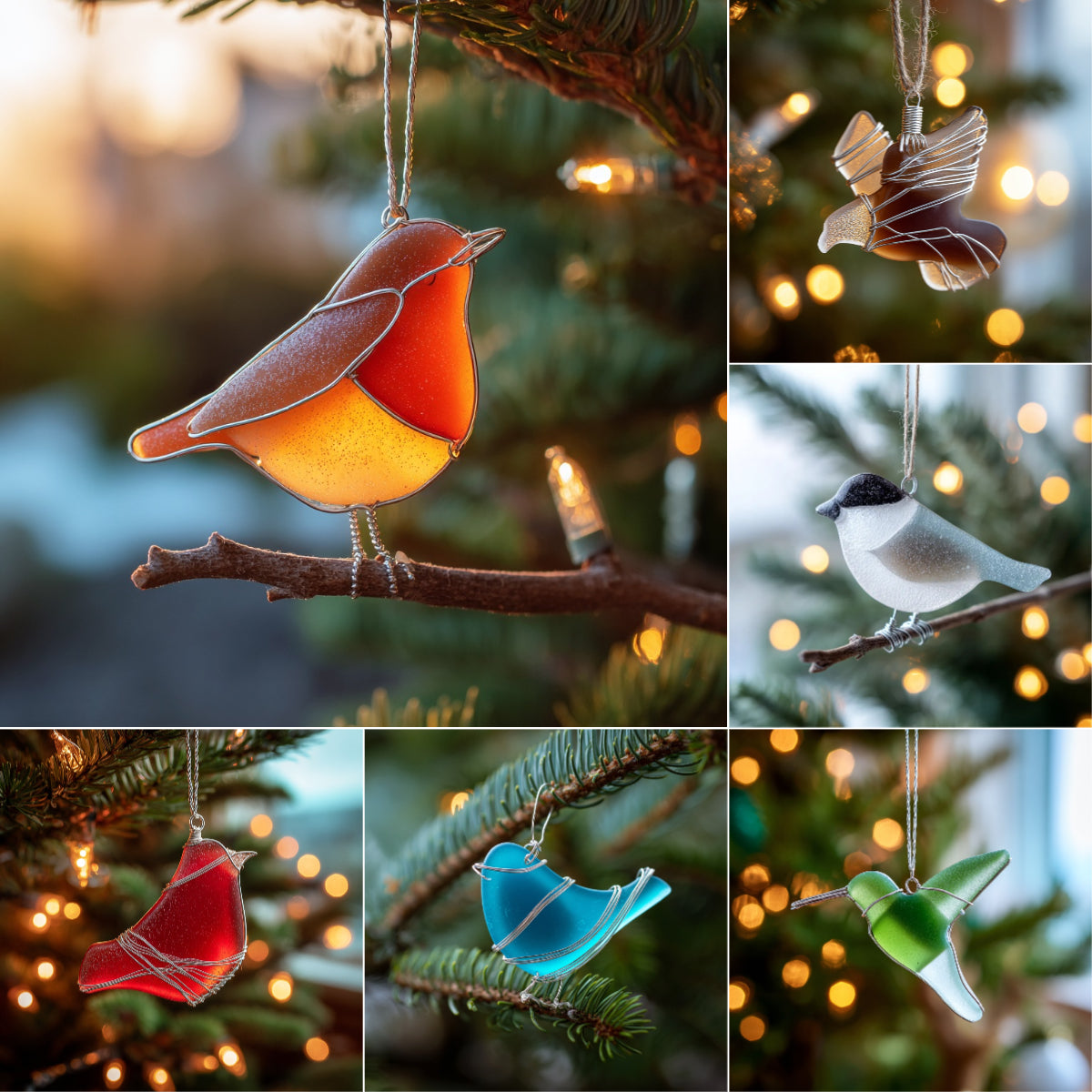 🌊🐦 Sea Glass Bird Ornaments