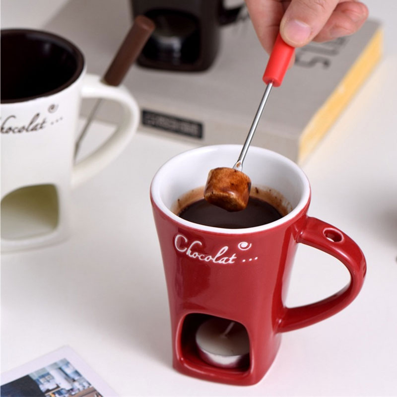 🔥Hot Sale🔥Ceramic Chocolate Fondue Mug Set: Easy to Clean & Reusable