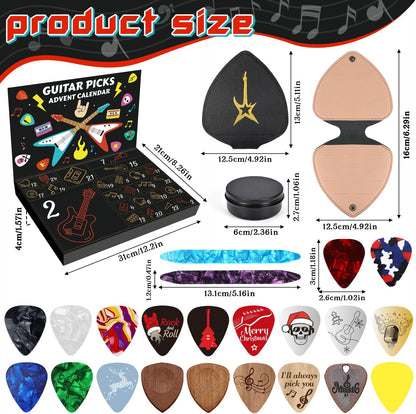 🔥Hot Sale 49% OFF - 🎸The Guitar Picks Advent Calendar 2025✨24 Days of Guitar Surprises (20 Picks, 2 Oud Picks, Leather Holder & Metal Case)