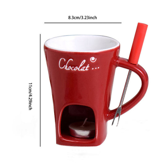 🔥Hot Sale🔥Ceramic Chocolate Fondue Mug Set: Easy to Clean & Reusable