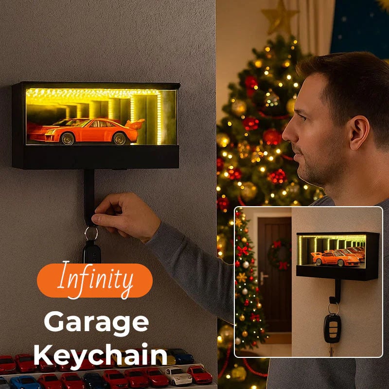 🎅 Infinity Garage Keychain with 3D Wall Mounted Mirror LED Light💡