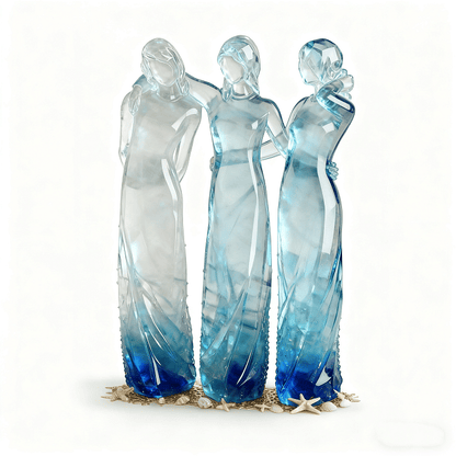 Handmade Sea Glass Three Sisters Sculpture - Sisters by My Side