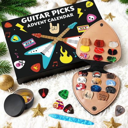🔥Hot Sale 49% OFF - 🎸The Guitar Picks Advent Calendar 2025✨24 Days of Guitar Surprises (20 Picks, 2 Oud Picks, Leather Holder & Metal Case)