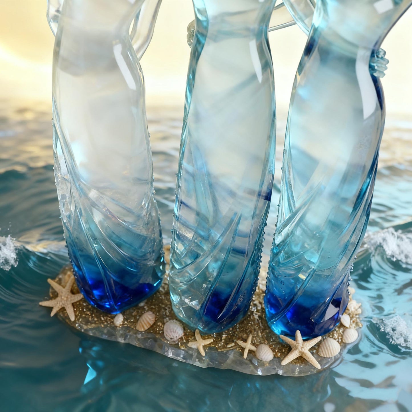 Handmade Sea Glass Three Sisters Sculpture - Sisters by My Side